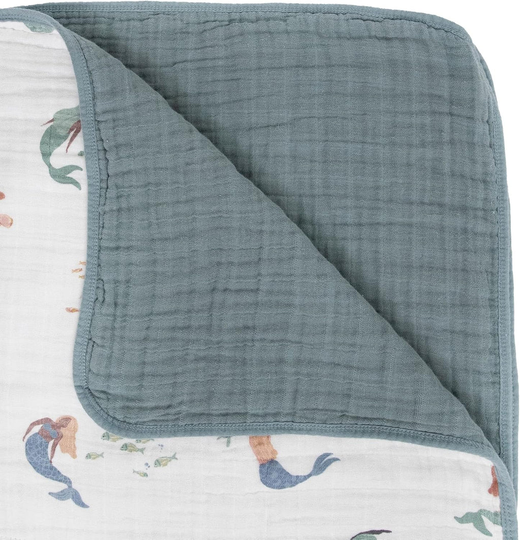 Little Unicorn Original Premium Cotton Quilt | Multi-Layered & Extra-Soft Muslin Fabric |for Babies & Toddlers (Mermaids)