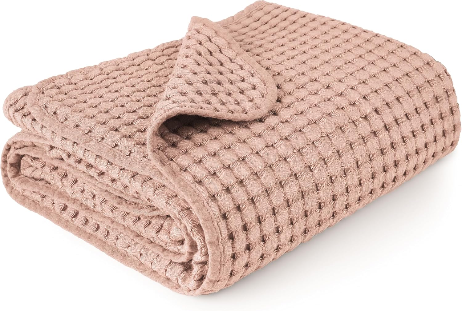Konssy Waffle Baby Blanket - Soft & Cozy Nursery Swaddle Blanket, Lightweight Toddler Throw for Boys & Girls, Ideal for Wrapping(Blush Pink)
