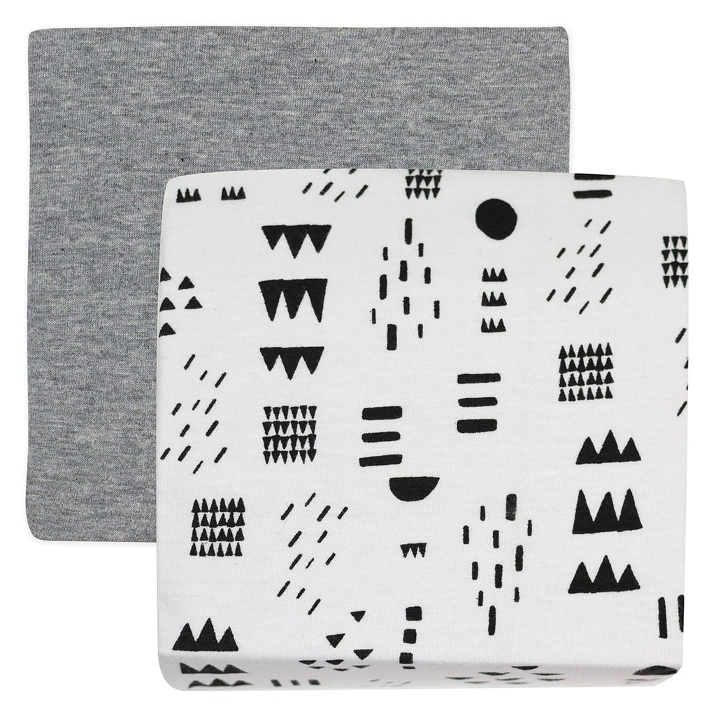 HonestBaby Organic Cotton Changing Pad Covers (Set of Two), Pattern Play/Heather Gray, One Size