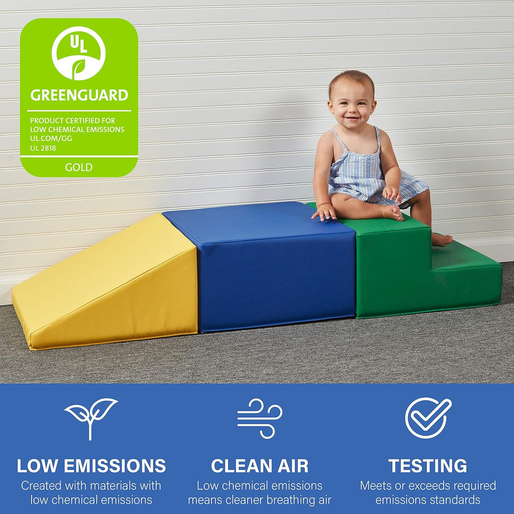 Factory Direct Partners - 11618-LMRS SoftScape Toddler Playtime Climber, Indoor Active Play Structure for Toddlers and Kids, Safe Soft Foam for Crawling and Sliding (3-Piece Set) - Lime/Raspberry