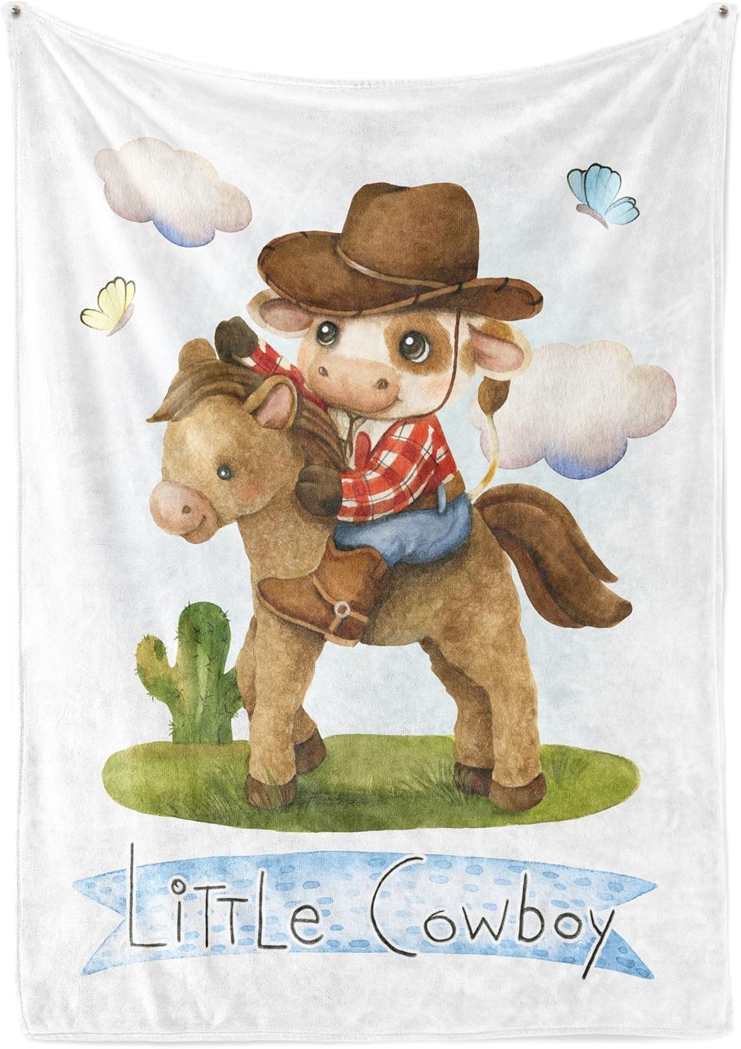 UNIQUE Little Cowboy Ultra Soft Fleece Baby Blanket 30x40in, Cute Cowboy Baby Blanket, Boy