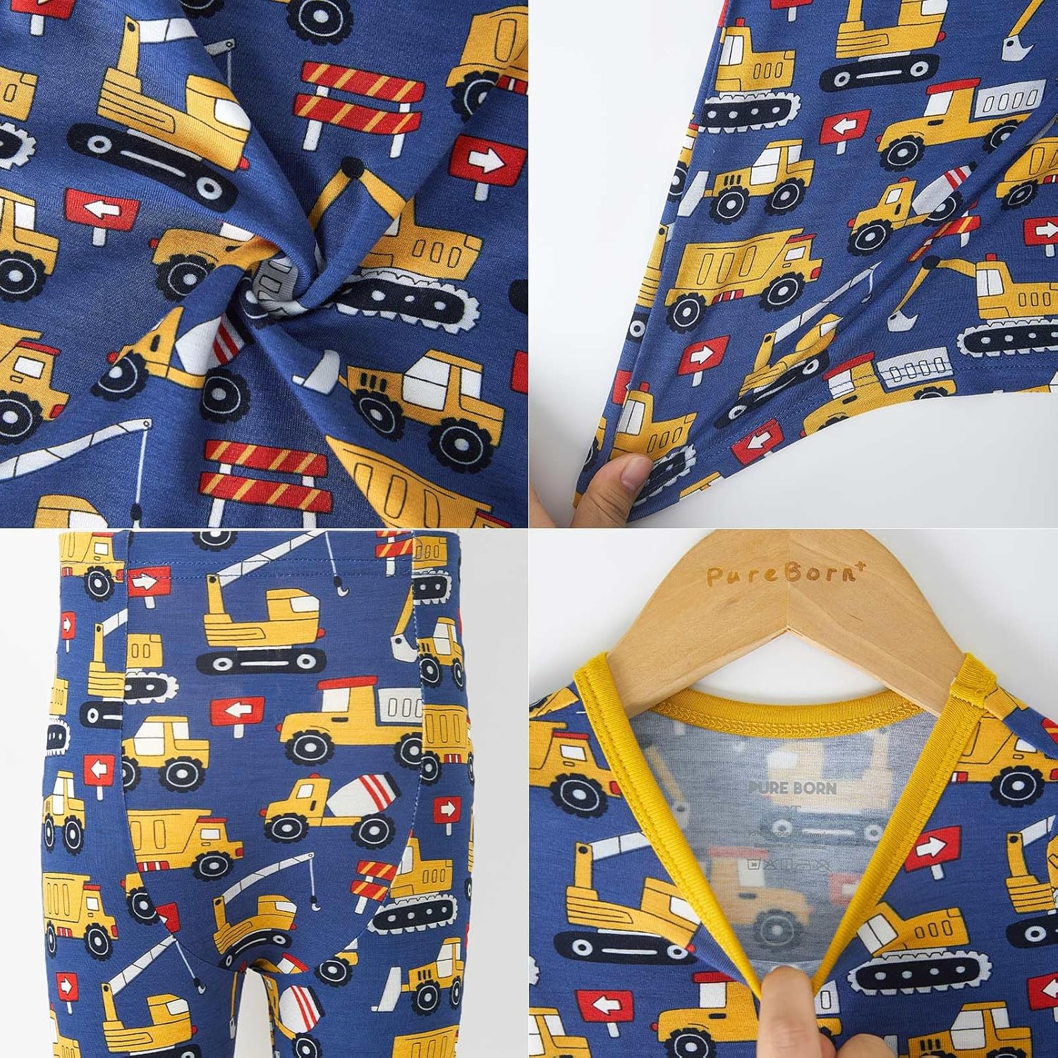 pureborn Baby Toddler Kids Viscose from Bamboo Pajamas Set Pjs 2pcs 18M-8Y