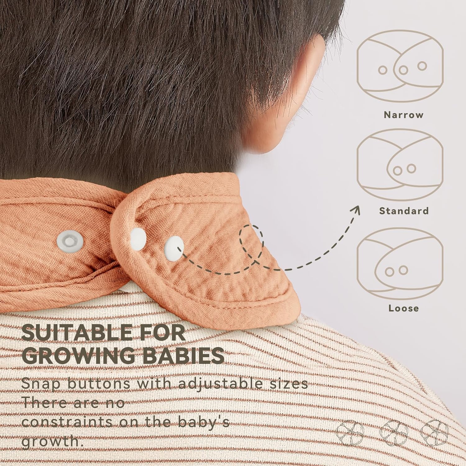 Muslin Baby Bibs for Unisex Boys Girls, Cotton Drool Bibs, Adjustable Newborn Bibs for Drooling and Teething