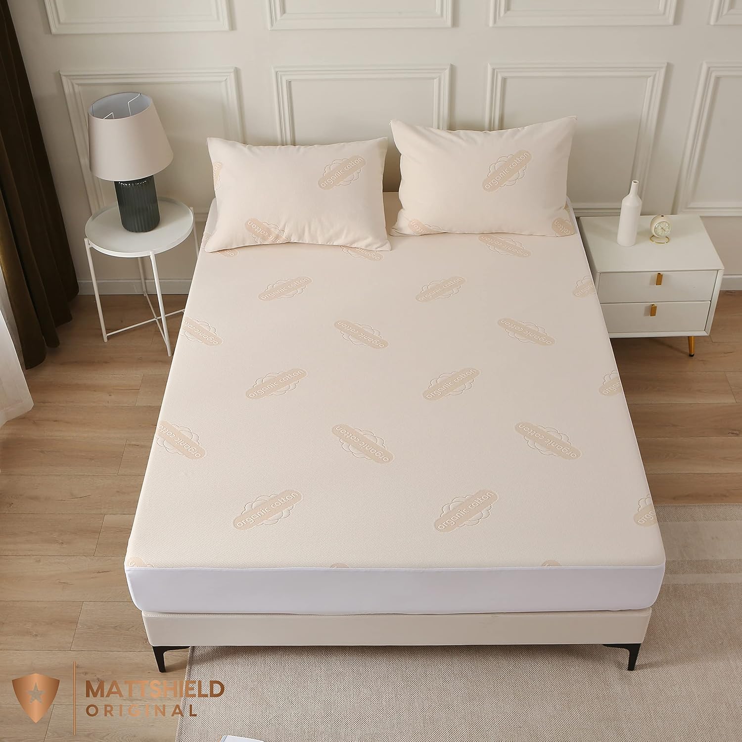 Waterproof Organic Mattress Protector King - Organic Cotton Breathable Mattress Pad Cover - 200 GSM Comfort - Deep Pocket - Fitted Comfort