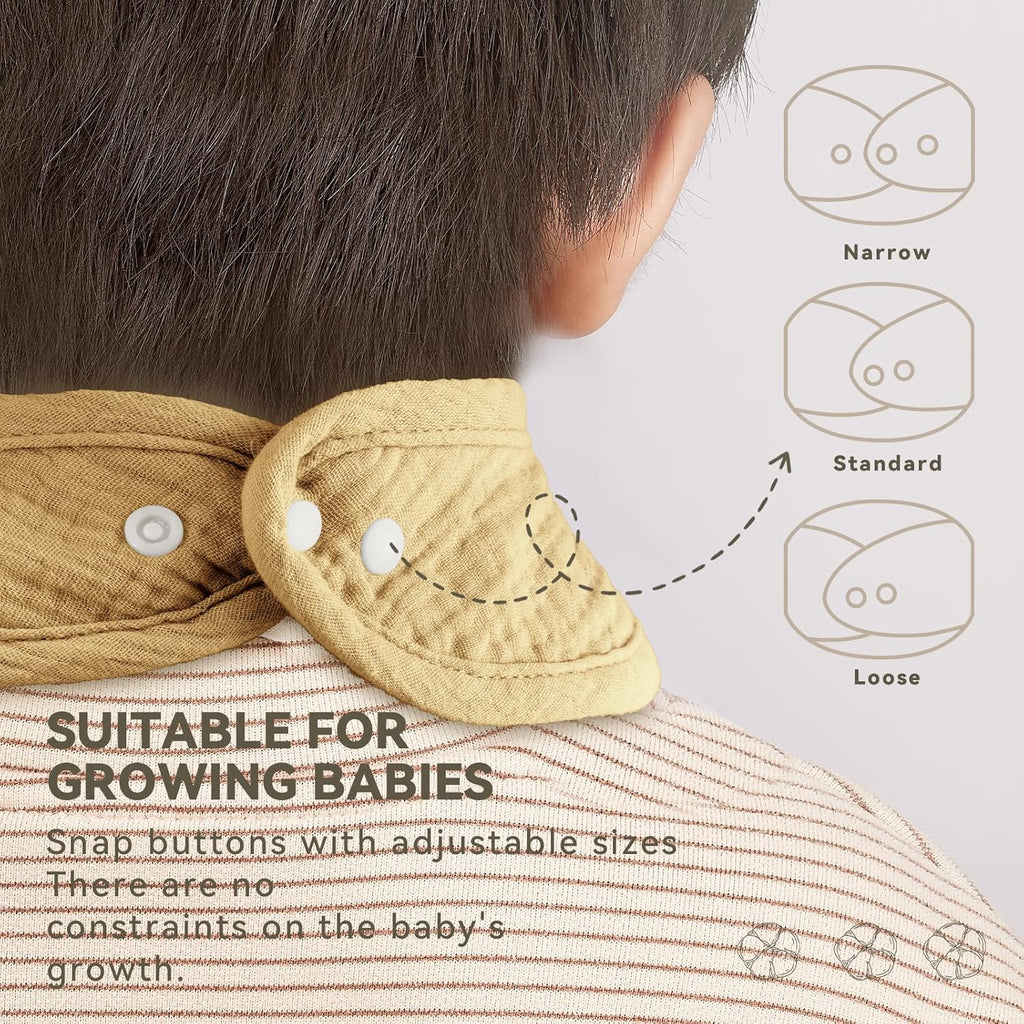 Muslin Baby Bibs for Unisex Boys Girls, Cotton Drool Bibs, Adjustable Newborn Bibs for Drooling and Teething