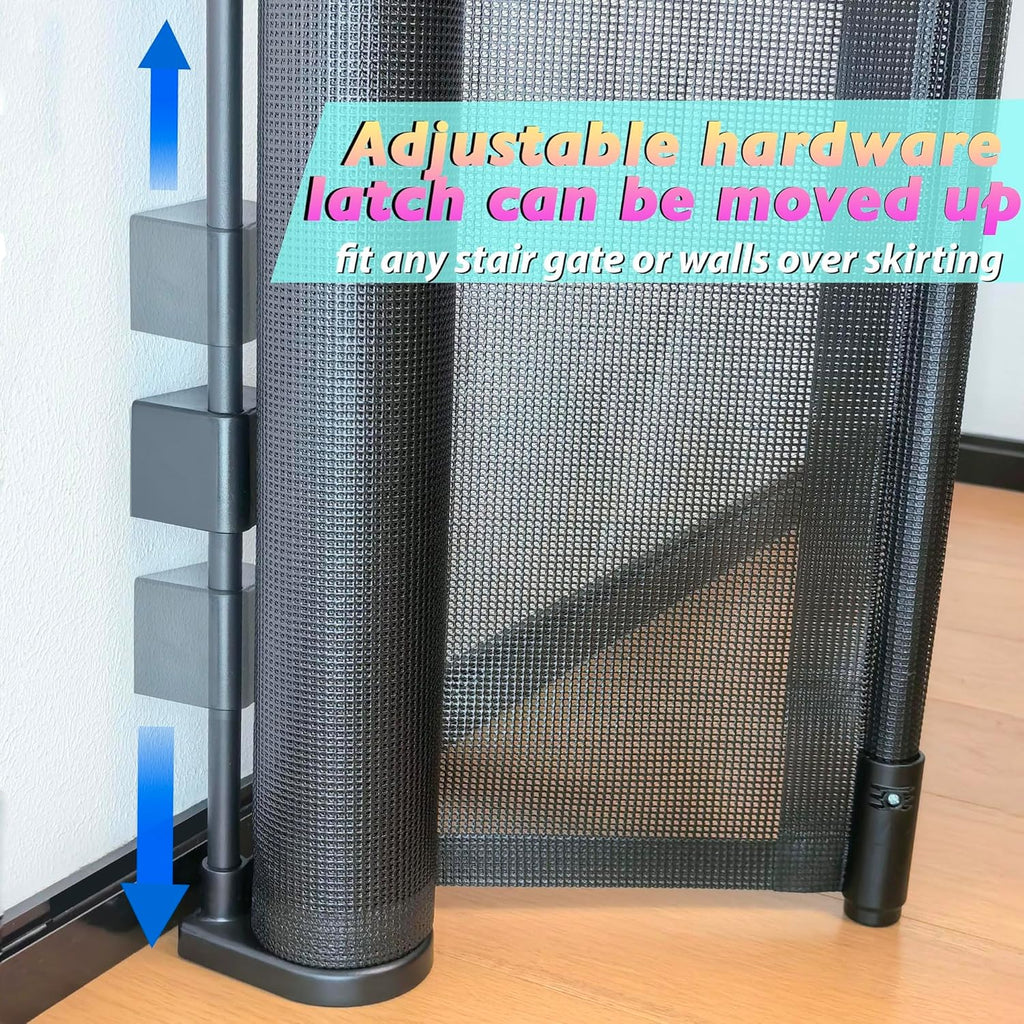 Retractable Baby Gates for Stairs, 55" Wide Baby Gate Dog Gate, 41" Tall Retractable Pet Gate for Doorways, Child Safety Gates Mesh Gate with Fiberglass Rods for Stairways, Hallways, Indoor/Outdoor