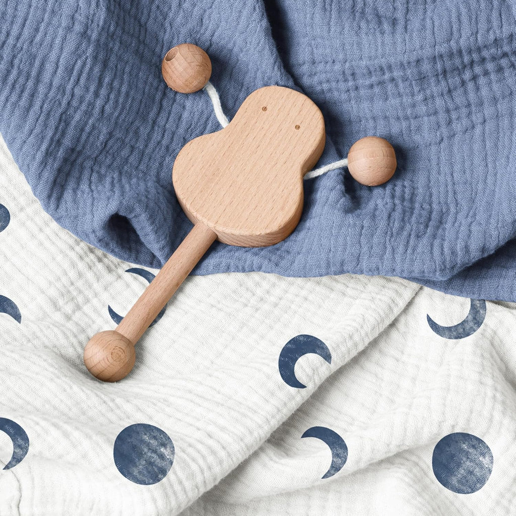 Bearmoss Changing Pad Cover, 2 Pack Muslin [100% Cotton] Diaper Changing Table Covers, 32'' x 16'' Soft Breathable Changing Pad Sheets for Unisex Baby Girls and Boys with Strap Holes (Bluemoon)