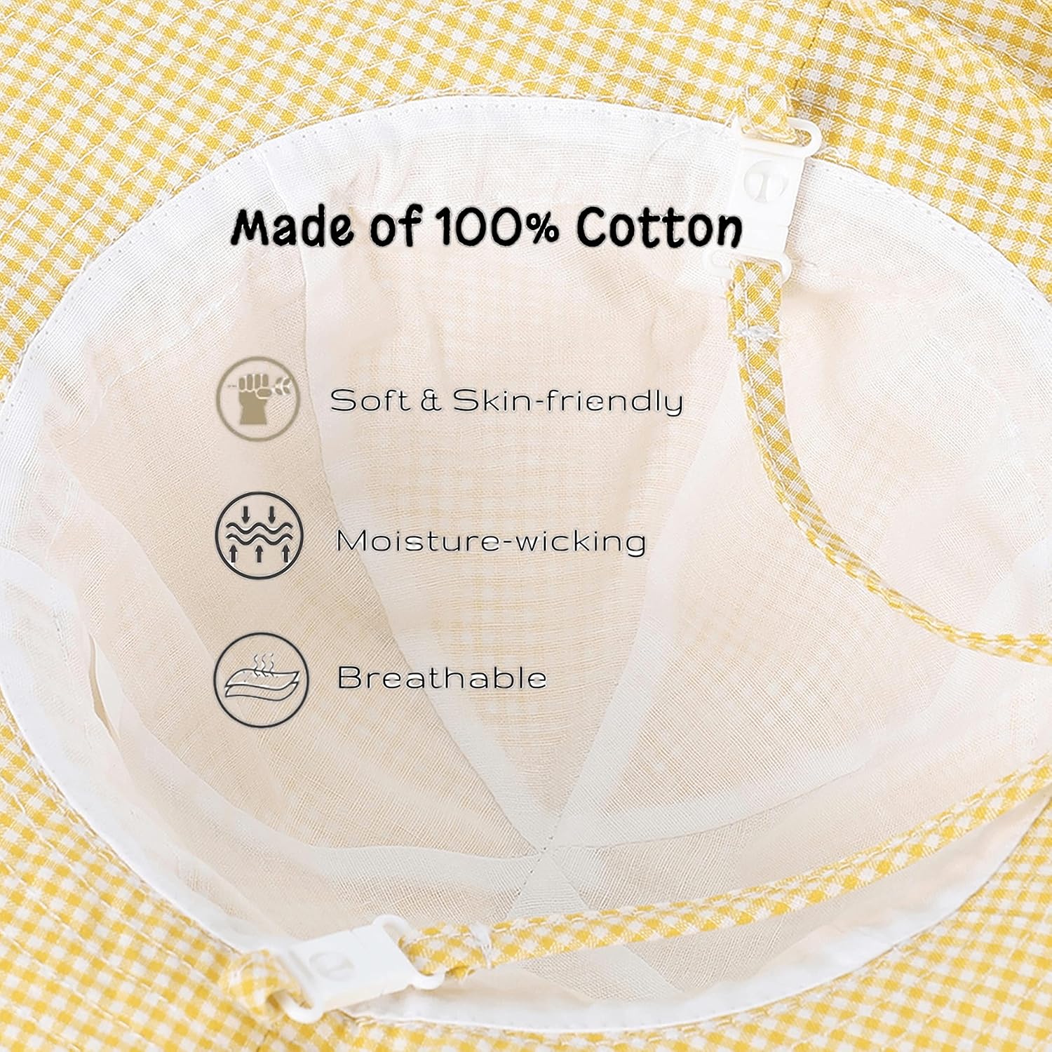 Baby & Toddler Wide Brim Sun Hats UPF 50+ Sun Protection Bucket Cap Cute Adjustable Hat in Seersucker