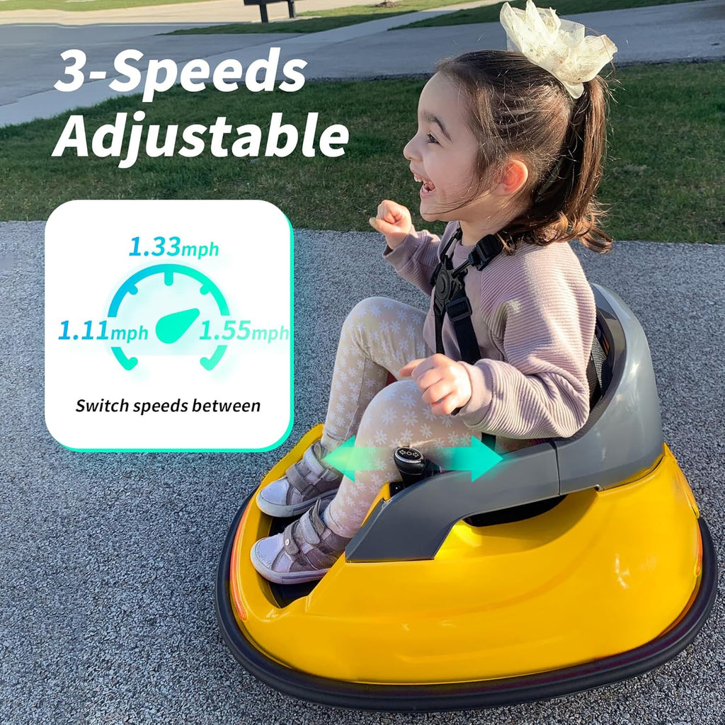 Baby Bumper Car, 6V Electric Kids Bumper Car for Toddlers with Remote Control, Bluetooth - Yellow