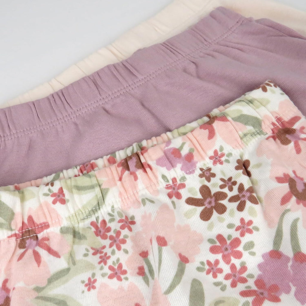 HonestBaby 3-pack Footed Pants Roomy Fit Pull on Bottoms 100% Organic Cotton for Infant Baby Boys, Girls, Unisex