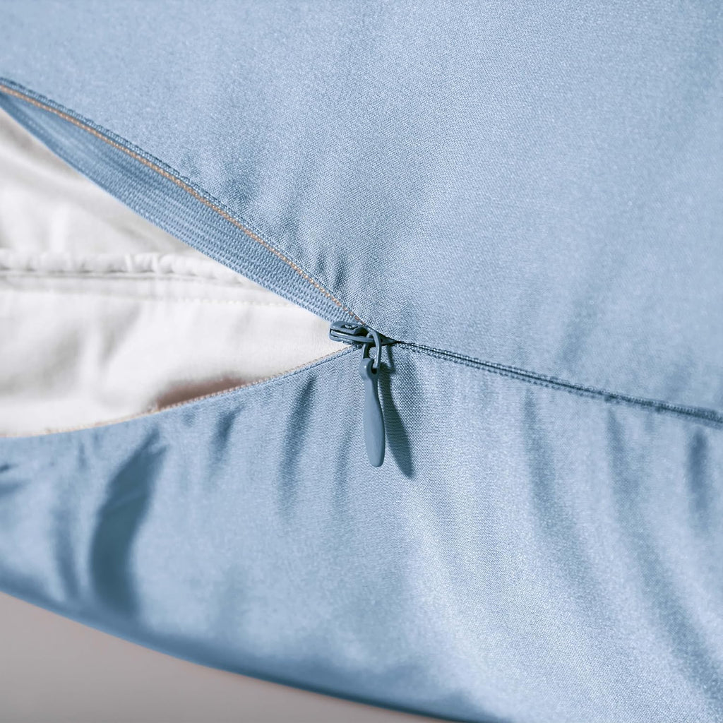 Mulberry Silk Pillowcase for Hair and Skin,Cooling Silk Pillow Case with Hidden Zipper,Allergen Proof Dual Sides Soft Breathable Smooth Silk Pillow Cover for Women (Light Blue,Toddler)