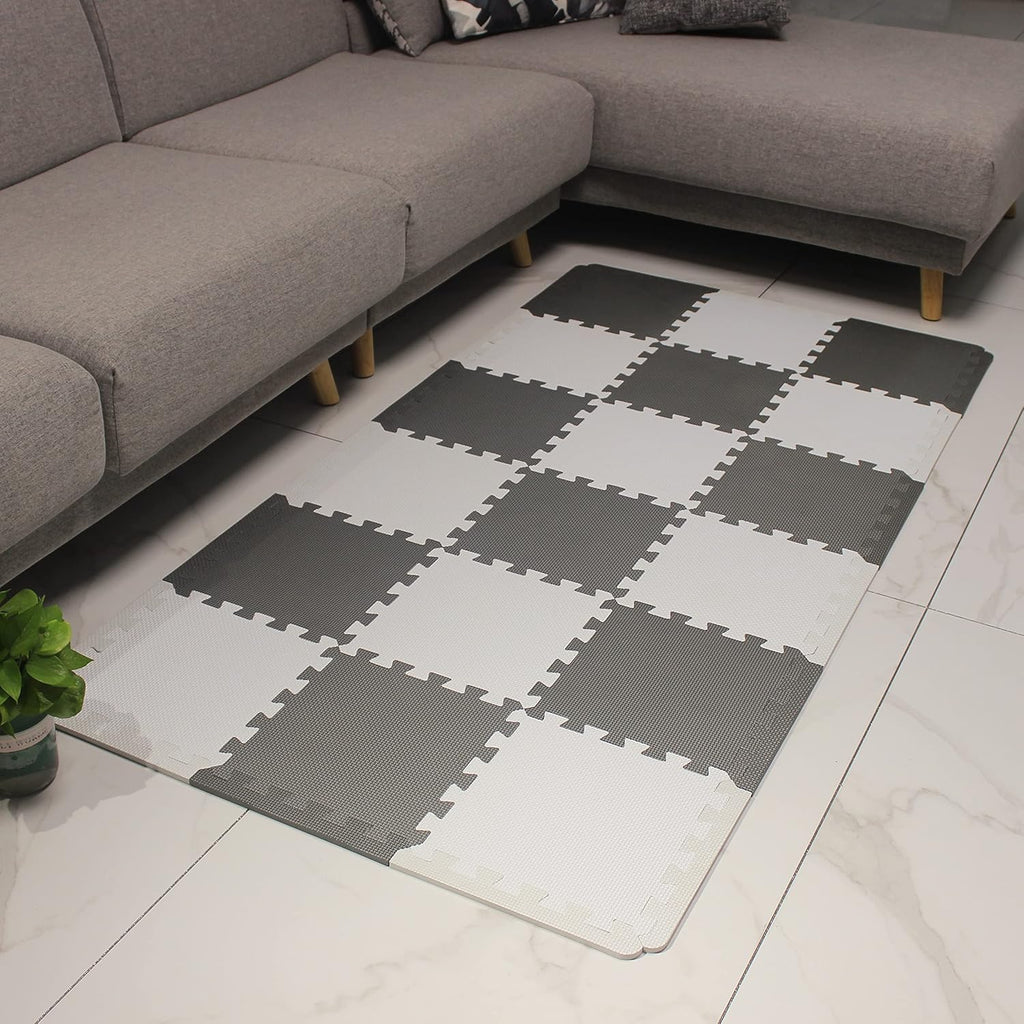 MQIAOHAM® 18 Pieces + 18 Edges Puzzle Play Mats, Soft Baby Play Mat, Kids Interlocking Foam Floor Tiles, Toddlers Carpet Playmats XZ301018-101112