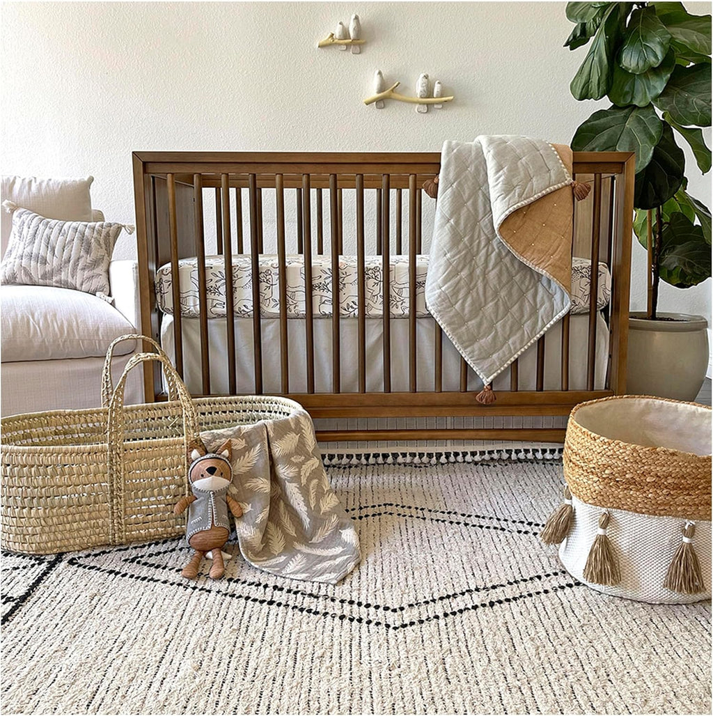 Crane Baby Blanket, 36” x 36”, Soft Cotton Quilted Nursery Blanket for Boys and Girls, Copper, Ezra Print