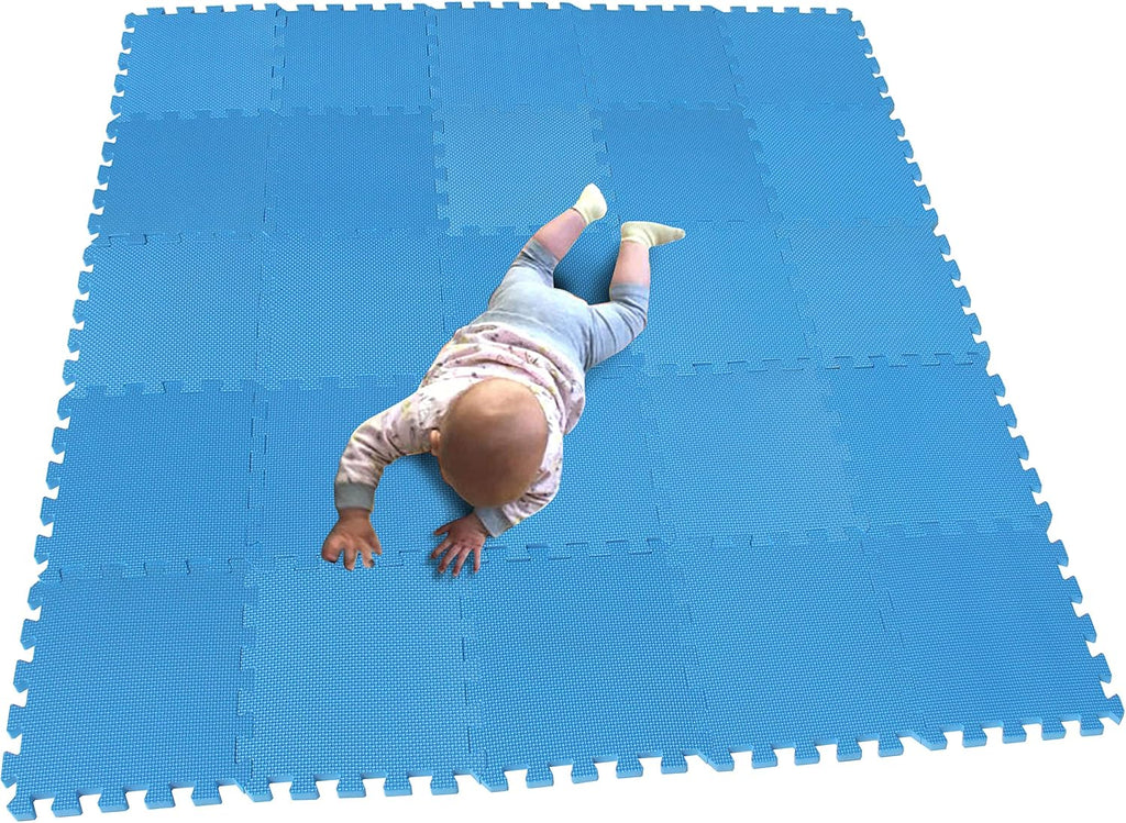 MQIAOHAM® 25 Pieces Puzzle Play Mats, Soft Baby Play Mat, Kids Interlocking Foam Floor Tiles, Toddlers Carpet Playmats G301025-107
