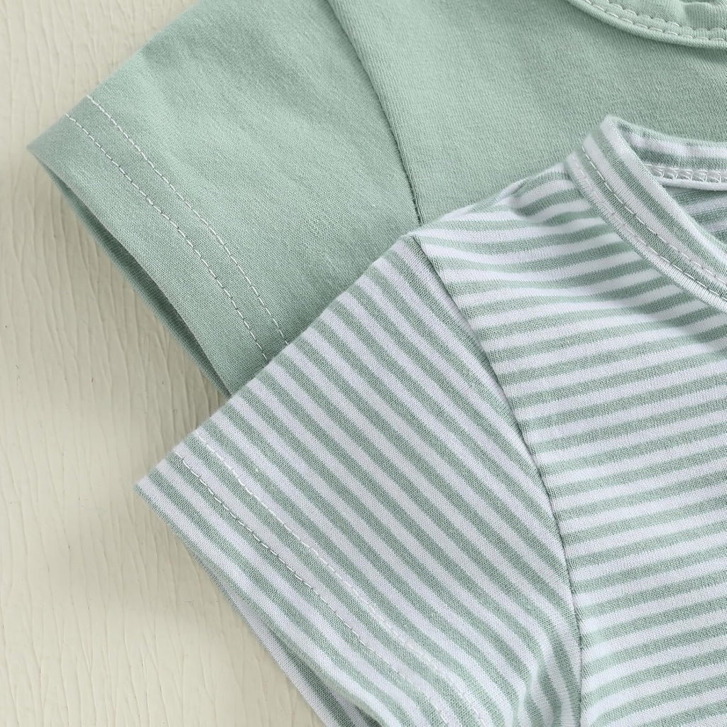 Merqwadd Baby Boy Girl 2 Pack Romper Short Sleeve Zipper Jumpsuit Plain Summer Clothes