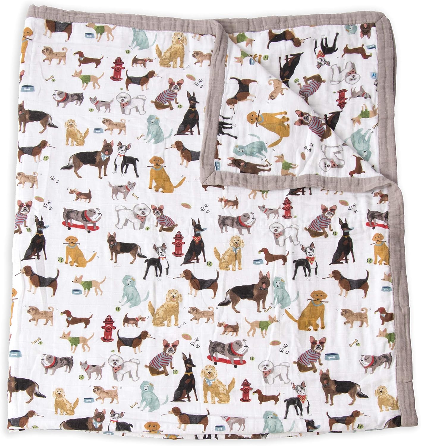 Little Unicorn Premium Quilted Throw | Super Soft, Multi-Layered Muslin XL Blanket| Great for Kids & Families (Woof)