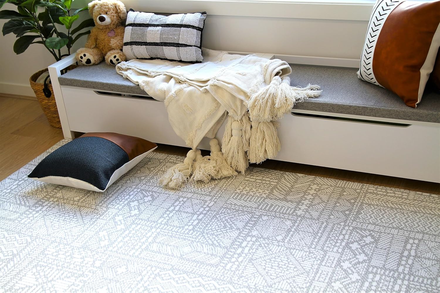 Cushmat Stylish Reversible Foam Play Mat (Large, Explorer - Gray Sand) - Soft, Waterproof, Durable Play mat for Infants, Babies, Toddler, Kids & Grownup - 6.5ft x 4.5ft