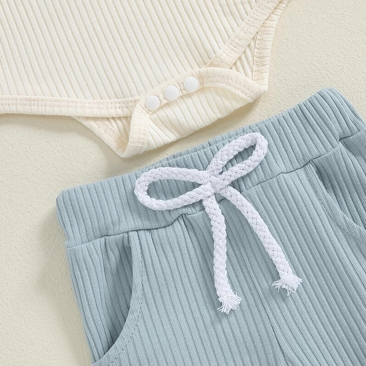 fhutpw Baby Boy Clothes 3 6 12 18 Months Ribbed Knitted Long Sleeve Romper and Pants Sets Newborn Fall Splicing Color Outfits