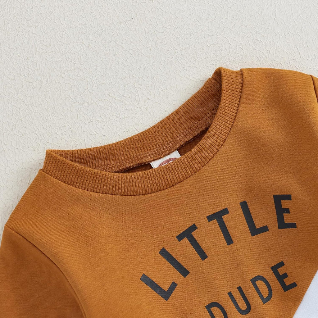 Kupretty Toddler Baby Boy Fall Winter Clothes Color Block Long Sleeve Sweatshirt Pullover Tops + Joggers Pants Outfit Set