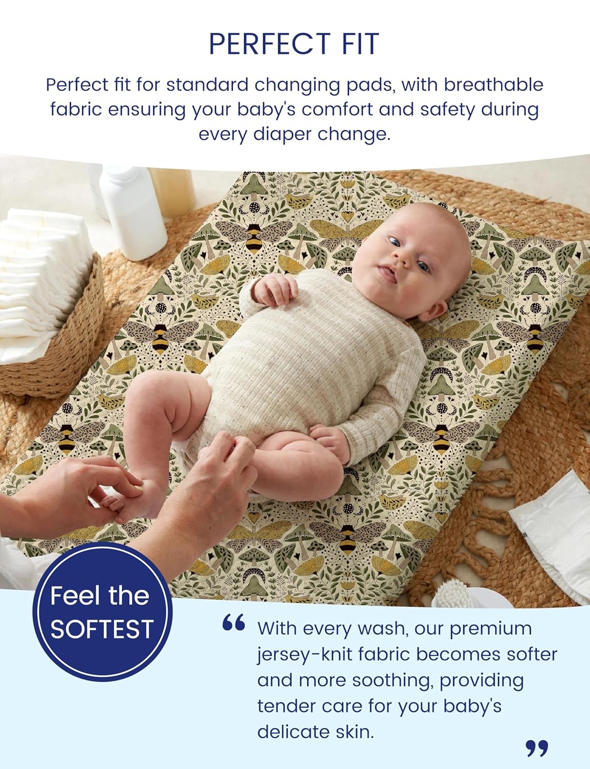 TotAha Premium Stretchy Changing Pad Cover, Buttery Soft Diaper Changing Pad Covers for Girls Boys, Super Stretchy Jersey Knit Changing Table Covers, 2 Pack