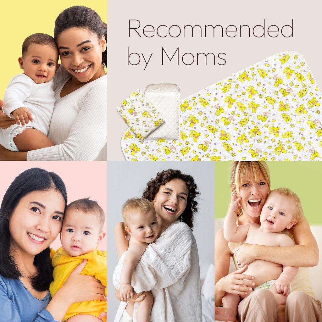 Baby Changing Mat - 31,5 x 25,5 inch Waterproof Portable Travel Changing Pad - Wipeable Liners with Reinforced Double Seams - Change Diaper On The Go - Foldable Large Baby Nappy Changer Mat