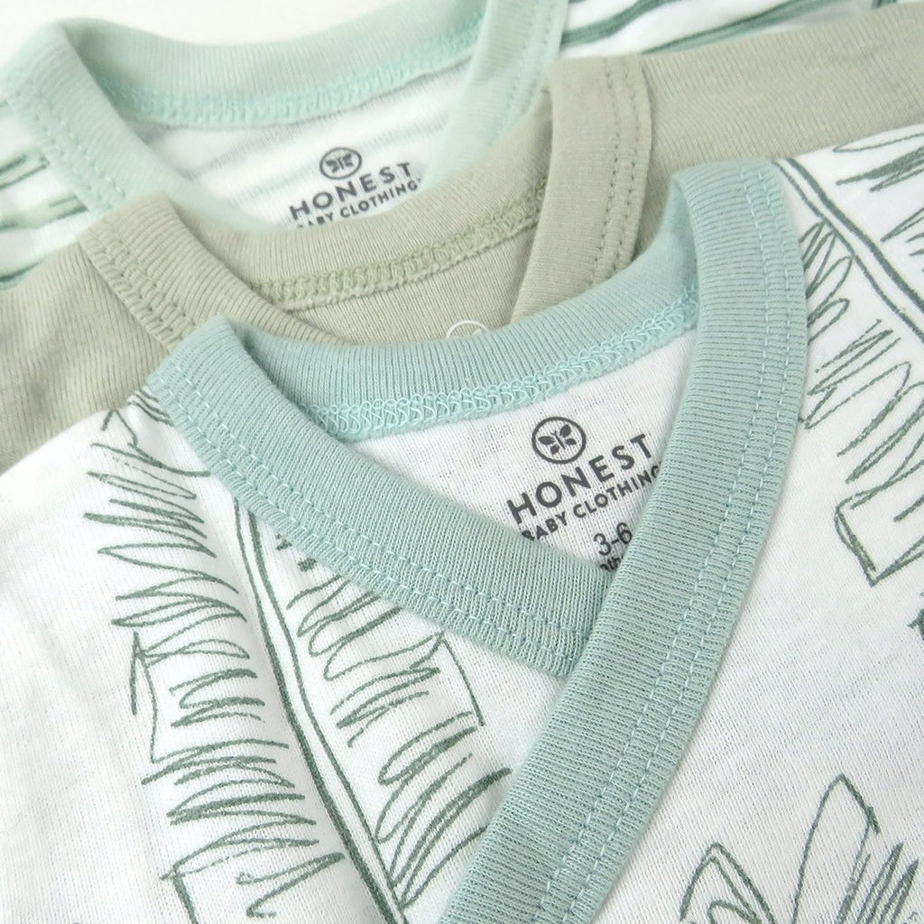 HonestBaby unisex-baby 3-pack Long Sleeve Side-snap Kimono Bodysuits Organic Cotton for Infant Baby Boys, Girls, Unisex