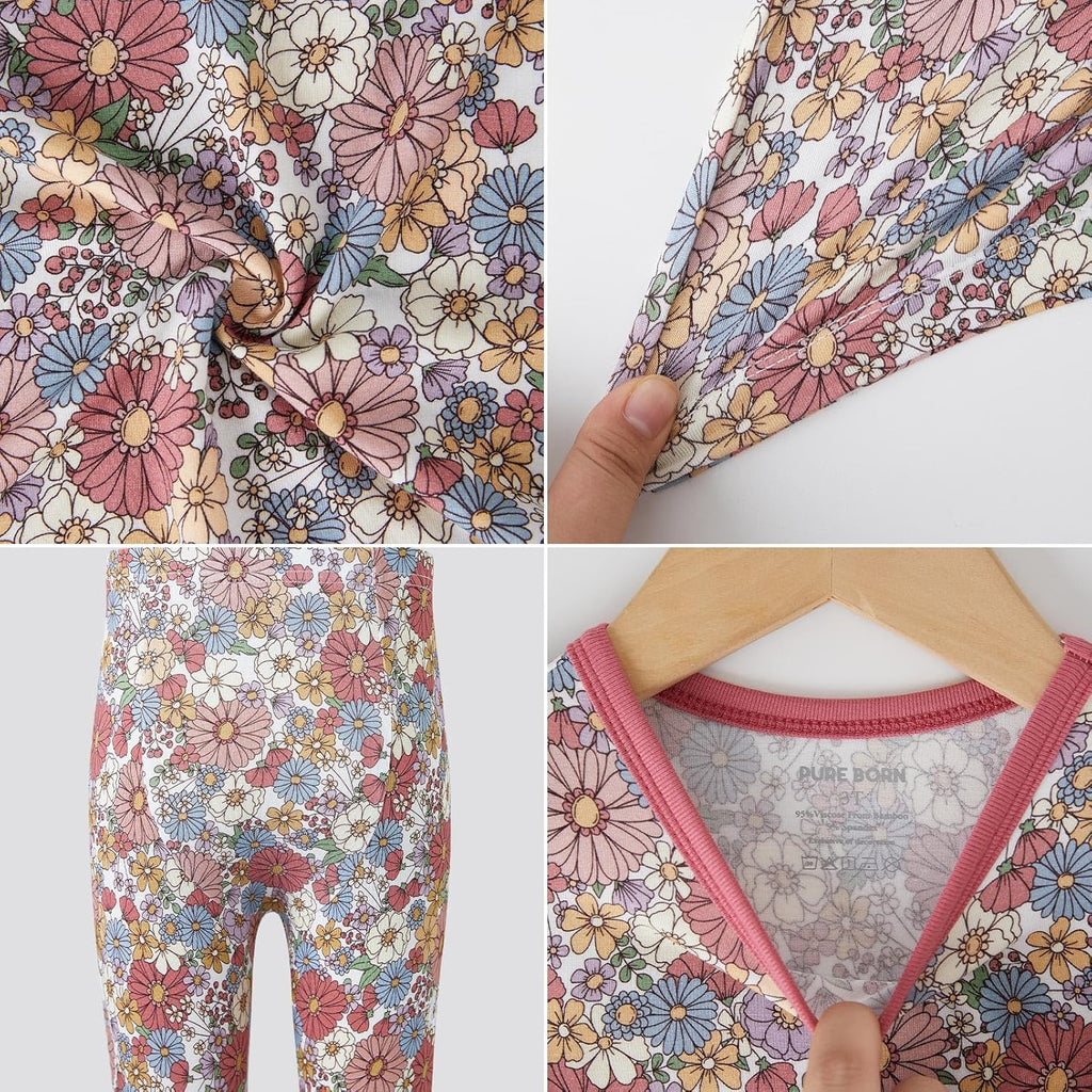 pureborn Baby Viscose From Bamboo Pajamas Set Pjs - Kids Toddler Girl Snug Fit Viscose Sleepwear 2pcs 18M-8Y