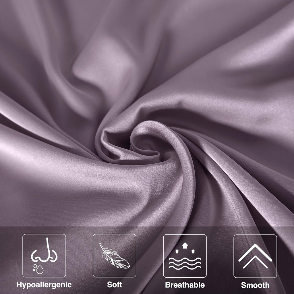 Mulberry Silk Pillowcase for Hair and Skin,Cooling Silk Pillow Case with Hidden Zipper,Allergen Proof Dual Sides Soft Breathable Smooth Silk Pillow Cover for Women (Pink Purple,Body)