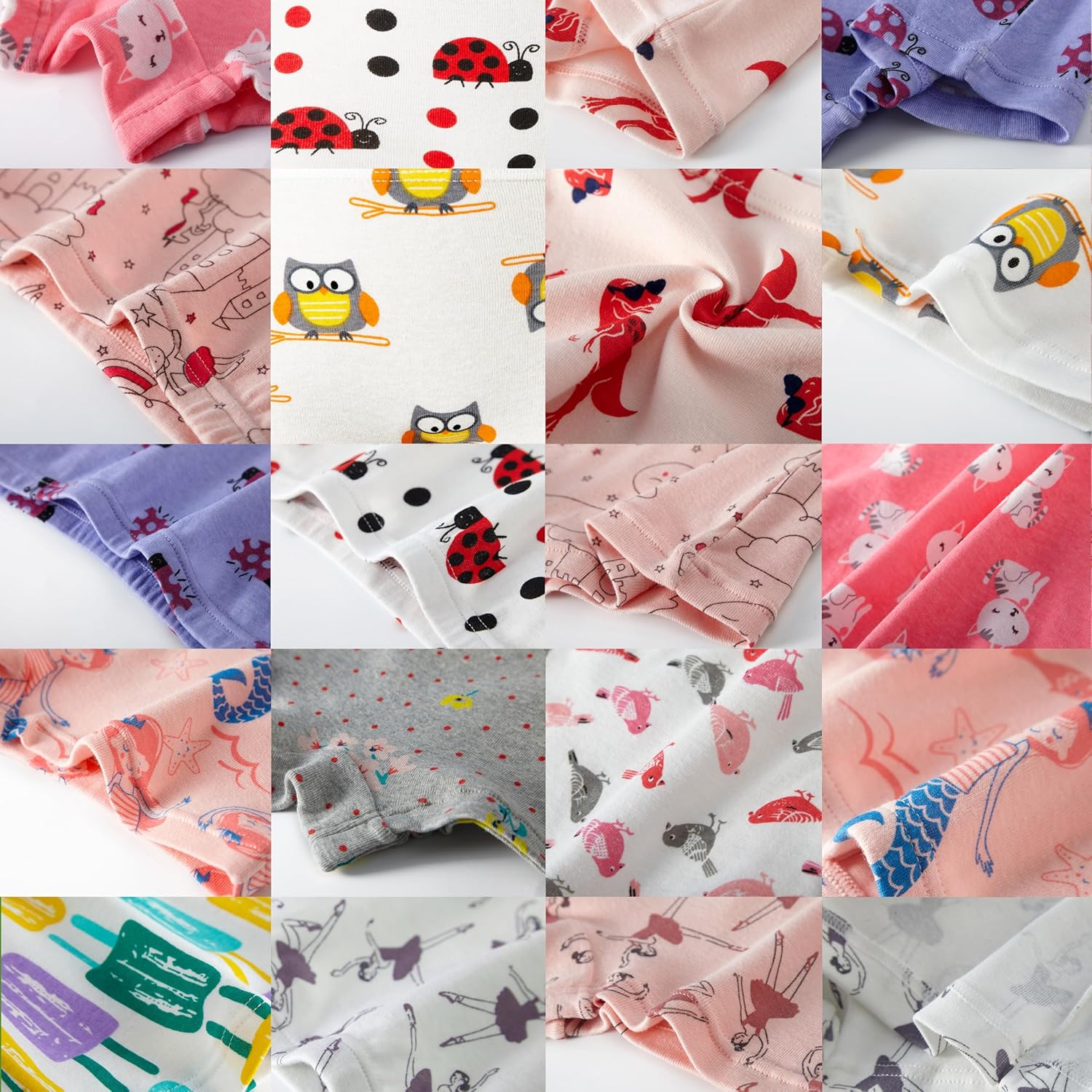 Cadidi Dinos Little Girls' Soft Cotton Underwear Kids Cool Breathable Comfort Panty Briefs Toddler Undies(Pack of 6)