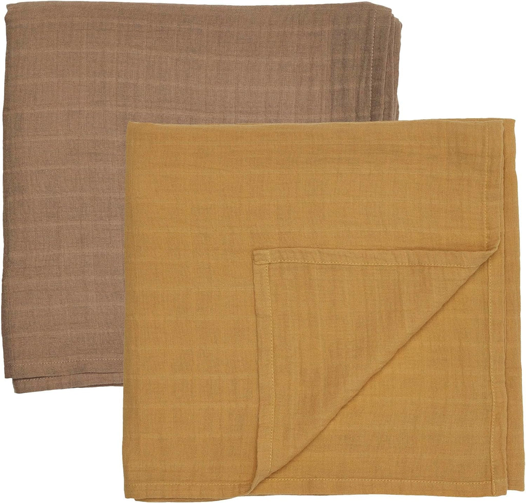 Swaddle - 100% Organic Cotton - Muslin Swaddle Blankets for Newborn, 47" x 47" 2-Pack (Autumn Yellow/Natural)