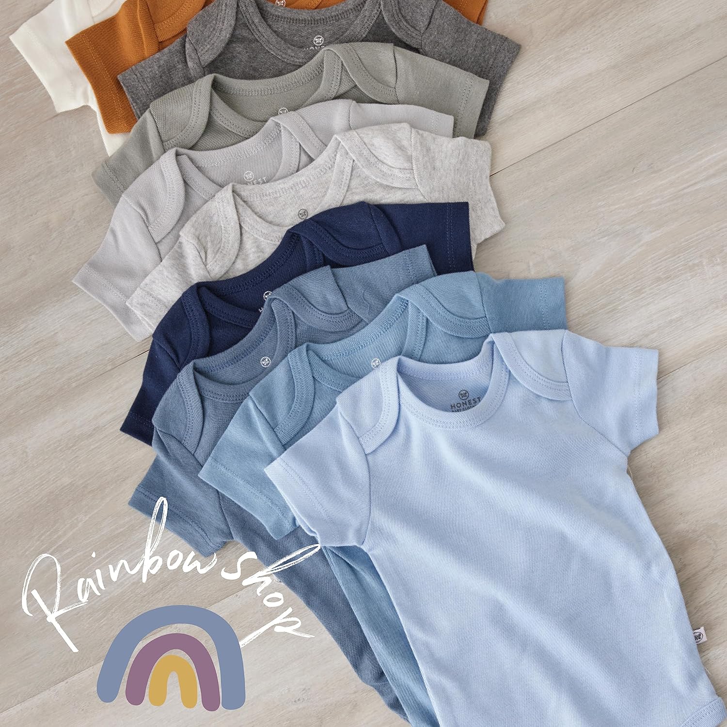 HonestBaby unisex-baby 10-pack Short Sleeve Bodysuits One-piece 100% Organic Cotton for Infant Baby Boys, Girls