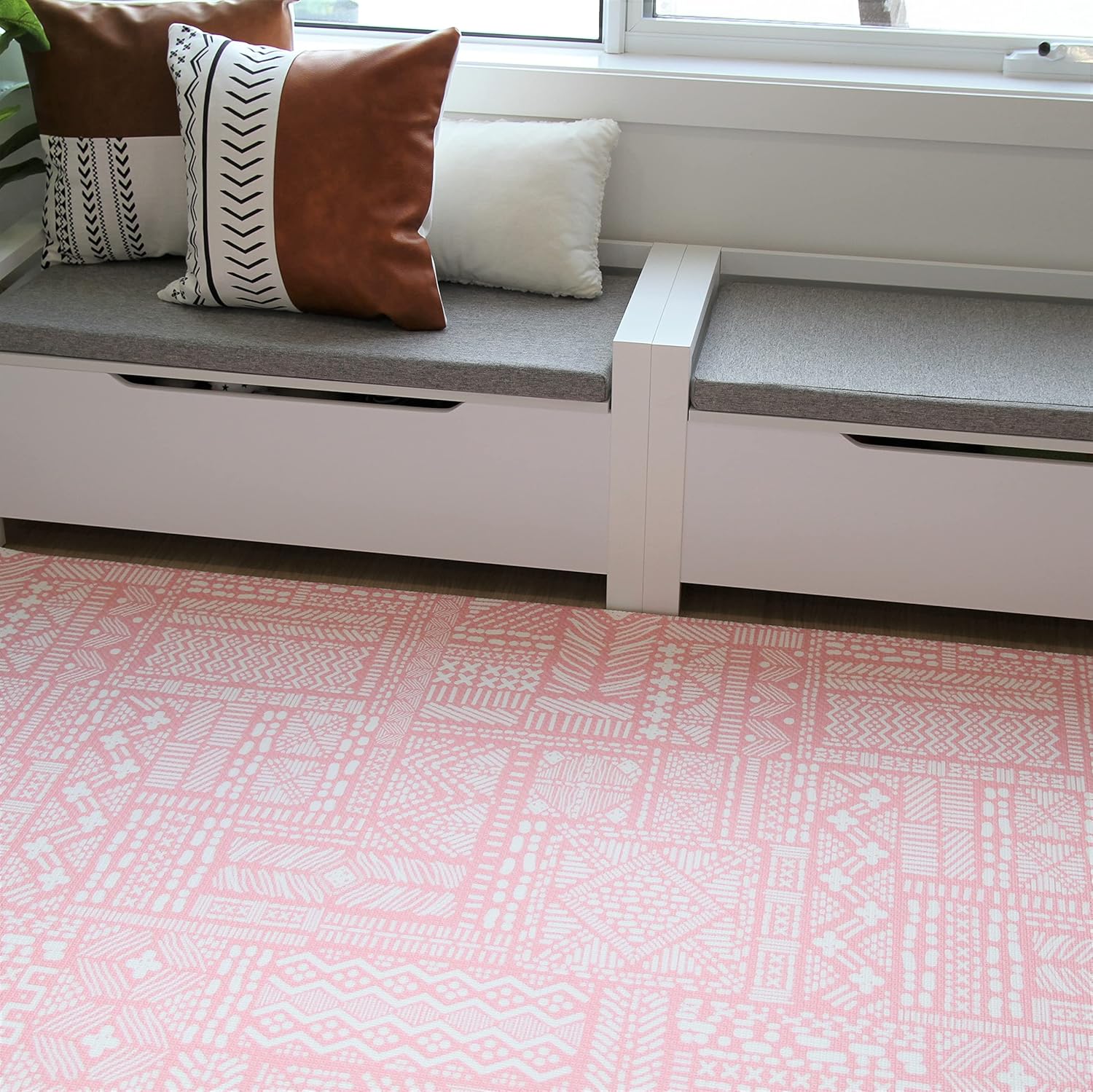 Cushmat Stylish Reversible Foam Play Mat (Large, Explorer - Ash Rose) - Soft, Waterproof, Durable Play mat for Infants, Babies, Toddler, Kids & Grownup - 6.5ft x 4.5ft