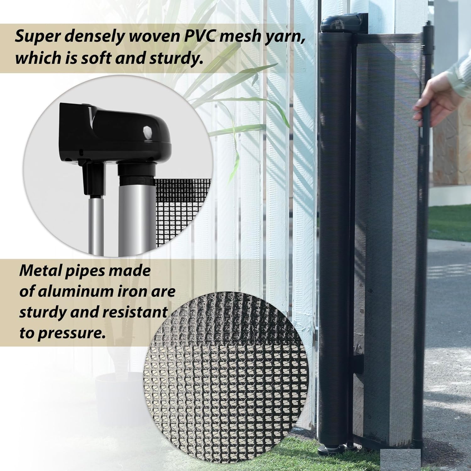 150" Extra Wide Retractable Baby Gates Dog Gate for Large Opening, 41" Extra Tall Mesh Pet Gate, Long Child Safety Gates with Fiberglass Rods for Stairways, Doorways, Hallways - Indoor/Outdoor Use