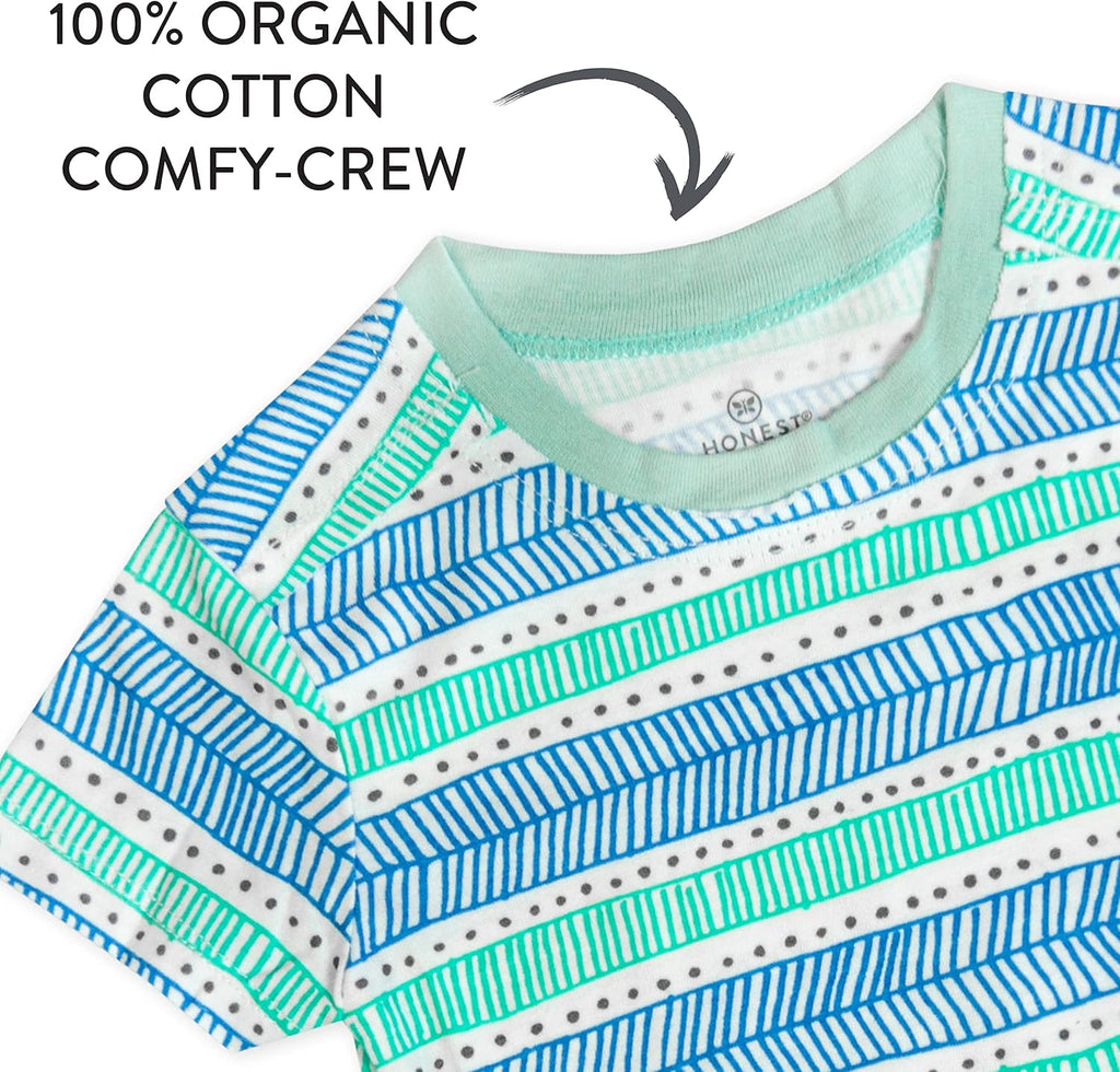 HonestBaby 5-Pack Short Sleeve T-Shirts 100% Organic Cotton Baby, Toddler, Little Kid, Boy, Girl, Unisex