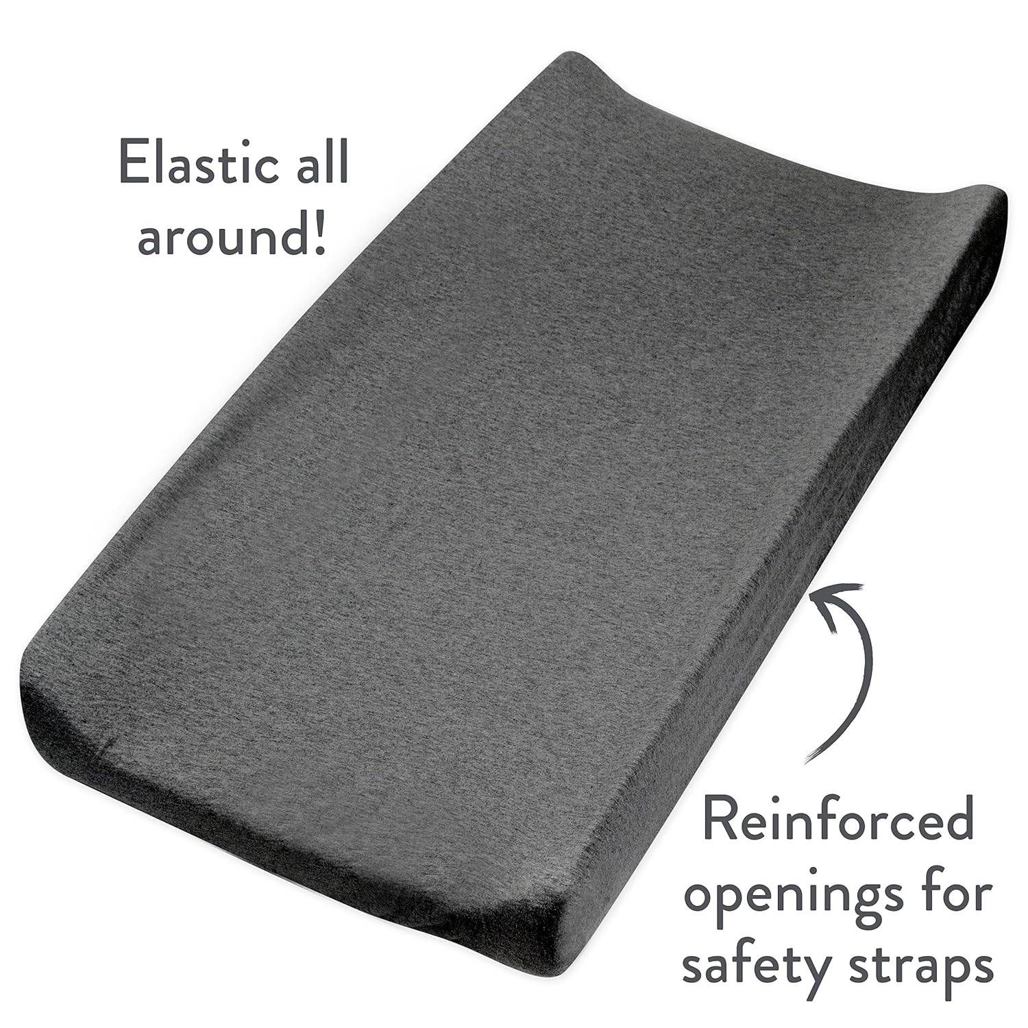 HonestBaby Boys Organic Cotton Changing Pad Cover, Gray Charcoal, One Size