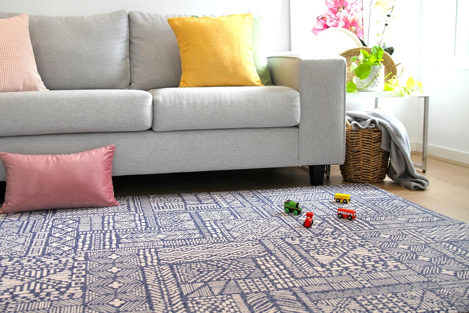 Cushmat Stylish Reversible Foam Play Mat (Large, Explorer - Cloud Indigo) - Soft, Waterproof, Durable Play mat for Infants, Babies, Toddler, Kids & Grownup - 6.5ft x 4.5ft