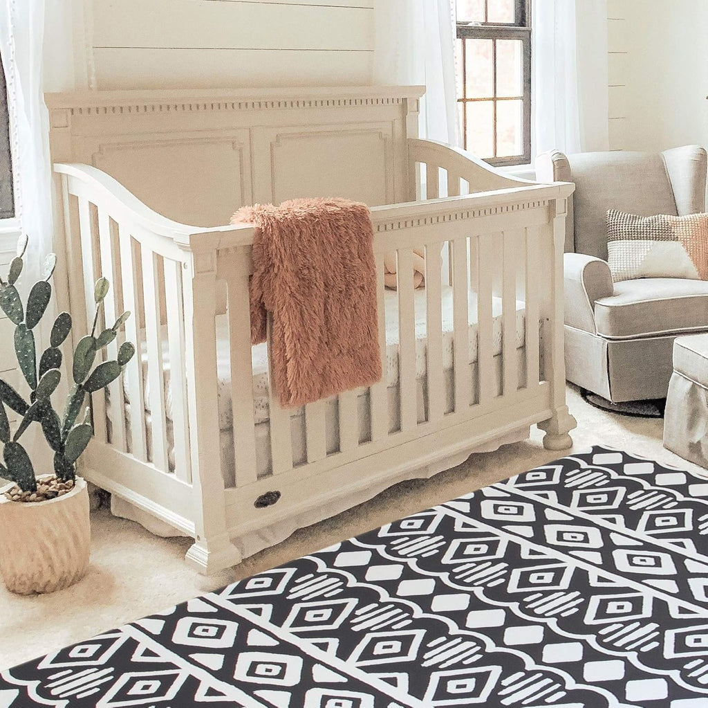 Cushmat Stylish Reversible Foam Play Mat (Large, Crystals - Black Grey) - Soft, Waterproof, Durable Play mat for Infants, Babies, Toddler, Kids & Grownup - 6.5ft x 4.5ft