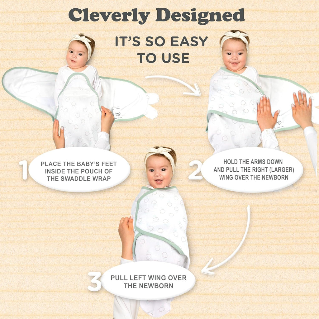 Bublo Baby Swaddles for Newborns – 3-Pack Infant Swaddles 0-3 Months – Adjustable Swaddle Sleep Sack – Soft Organic Cotton Baby Wrap for Safe & Cozy Sleep