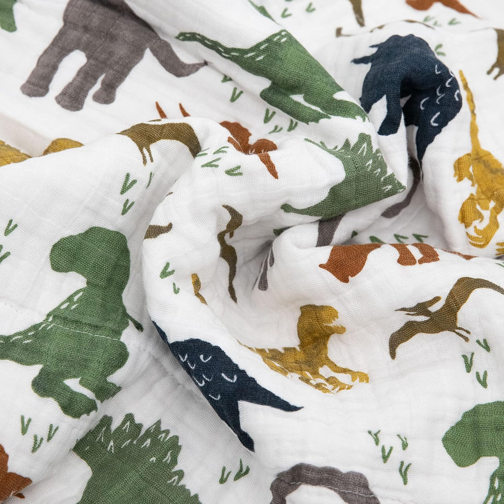 Little Unicorn Original Premium Cotton Quilt | Multi-Layered & Extra-Soft Muslin Fabric |for Babies & Toddlers (Dino Friends)