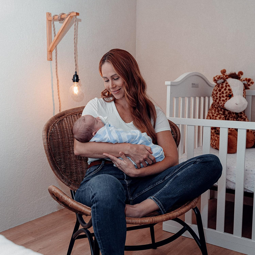 Comfy Cubs Muslin Swaddle Blankets Pack of 4, 47 x 47 Inches, Soft Cotton Baby Blanket Set, Large Multipurpose Swaddling Wraps for Newborns - Self-Soothing Swaddle - Blue