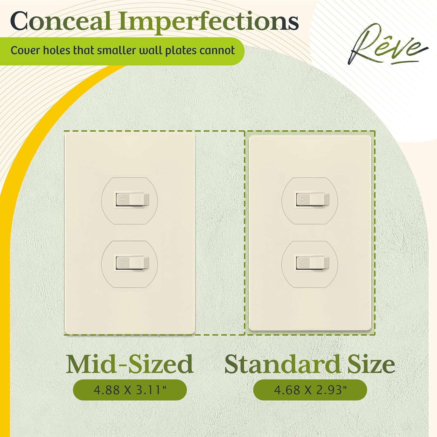 TG Mid-Size Screwless Duplex Wall Plate, Child Safe Receptacle Outlet Cover, Medium Size 1-Gang 4.88" H x 3.11" L, Polycarbonate Thermoplastic, UL Listed, SP-MS1-LA, Light Almond (1 Pack)