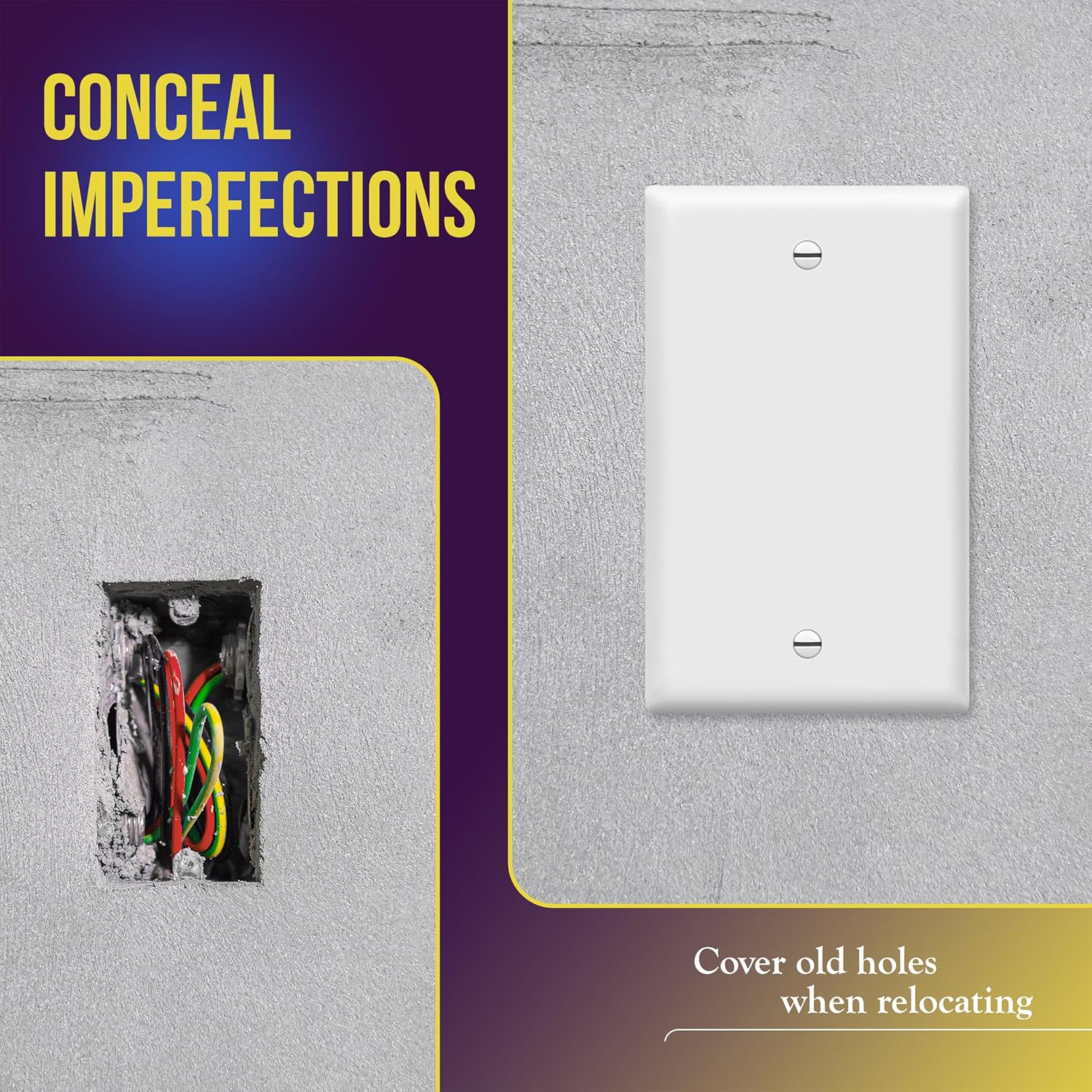 ENERLITES Blank Cover Wall Plate, Gloss Finish, Standard Size 1-Gang 4.50" x 2.76", Polycarbonate Thermoplastic, 8801-W, White