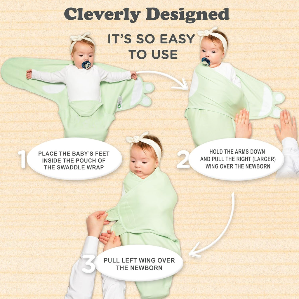 Bublo Baby Swaddles for Newborns – 3-Pack Infant Swaddles 3-6 Months – Adjustable Swaddle Sleep Sack – Soft Organic Cotton Baby Wrap for Safe & Cozy Sleep (Pastel Green)
