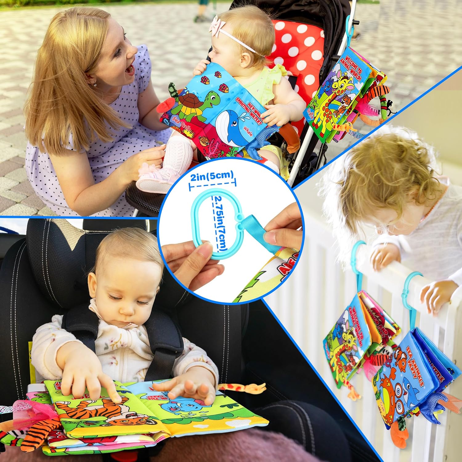 Vanmor Soft Baby Books for 0-18 Month Olds – 2PCS Crinkle Cloth Books with Forest & Ocean Themes, Tummy Time Toys for Infants, Sensory Books for Babies, Ideal Christmas
