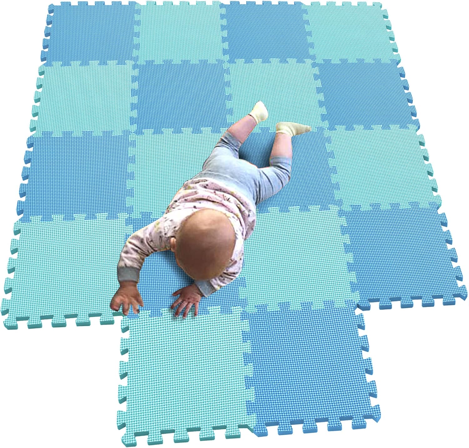 MQIAOHAM® 18 Pieces Puzzle Play Mats, Soft Baby Play Mat, Kids Interlocking Foam Floor Tiles, Toddlers Carpet Playmats G301018-107108