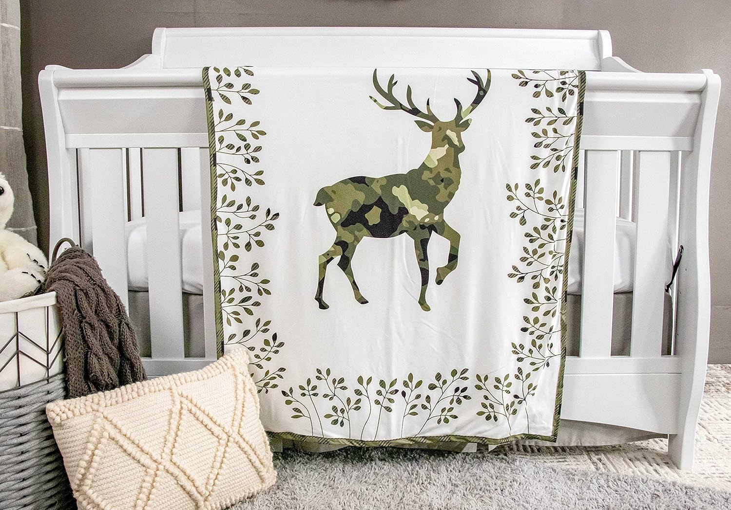 Top Tots Baby Blanket - Camo Deer, 38.5 x 29 Inch Green Plaid