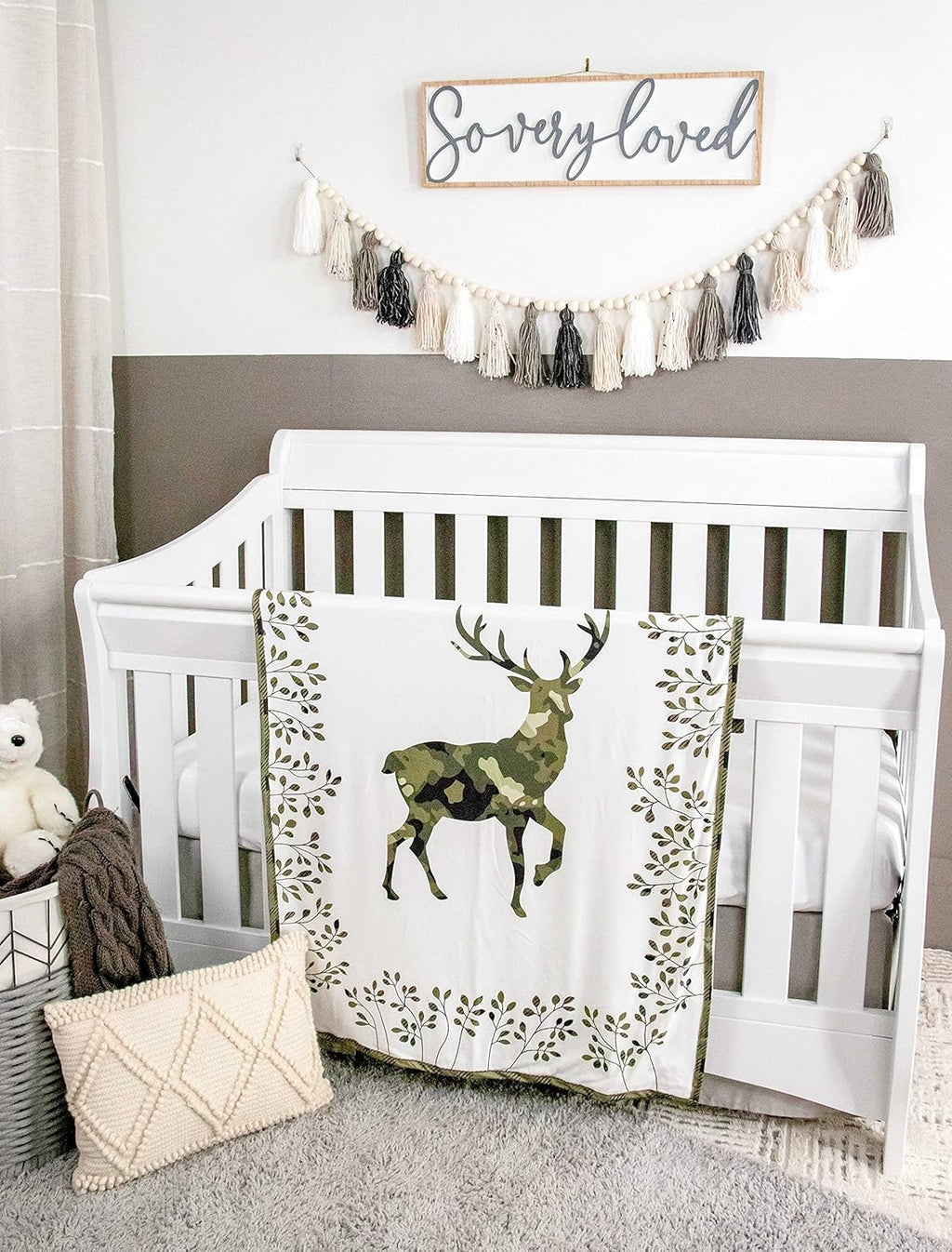 Top Tots Baby Blanket - Camo Deer, 38.5 x 29 Inch Green Plaid