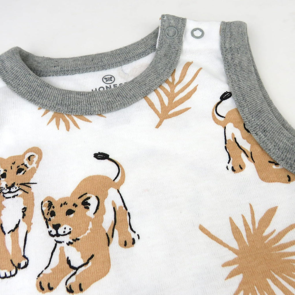 HonestBaby Short Sleeve and Tank Romper 100% Organic Cotton for Infant Baby and Toddler Boys