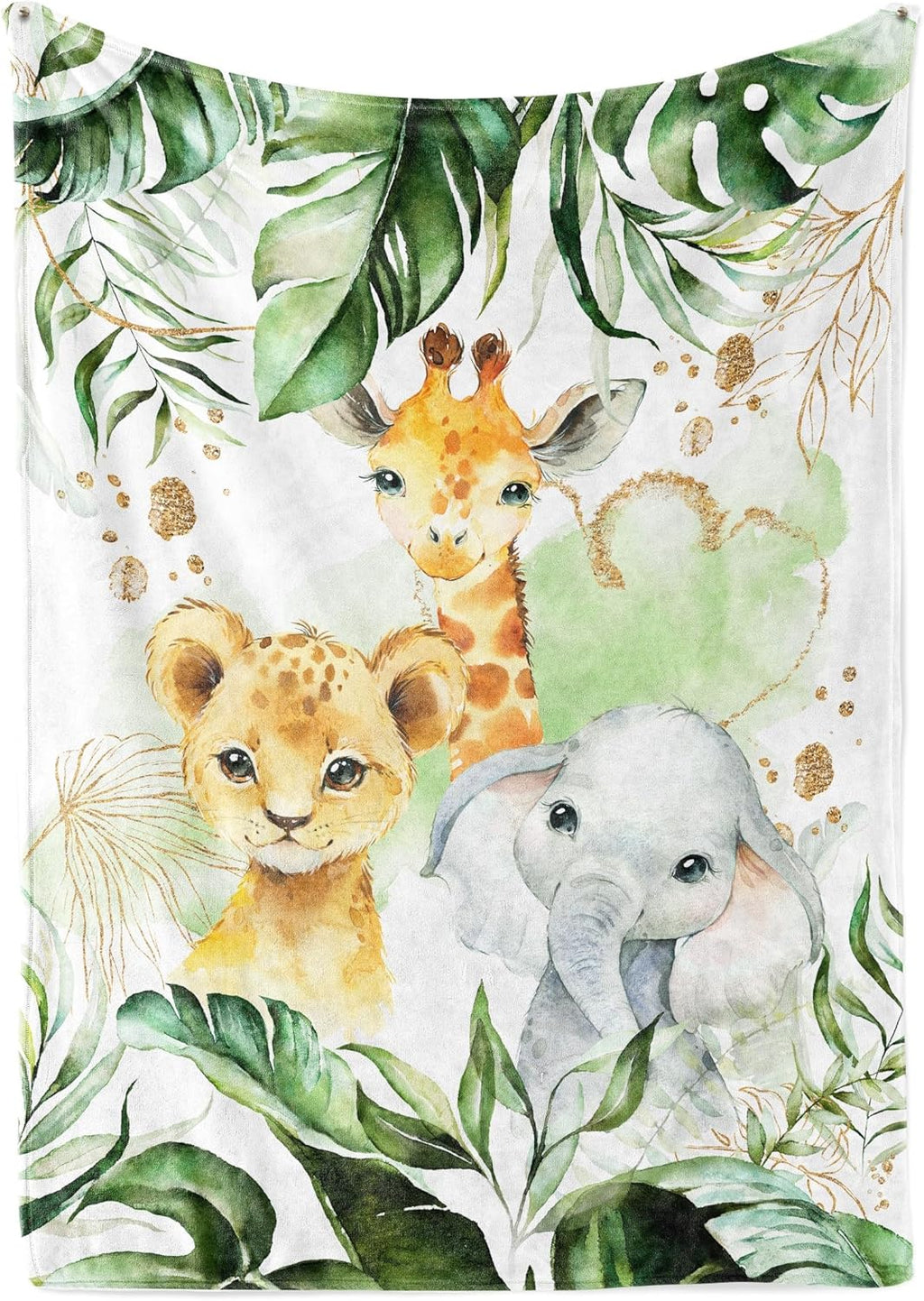 UNIQUE Safari Ultra Soft Fleece Baby Blanket 30x40in, Cute Lion Elephant Giraffe Baby Blanket, Gender Neutral