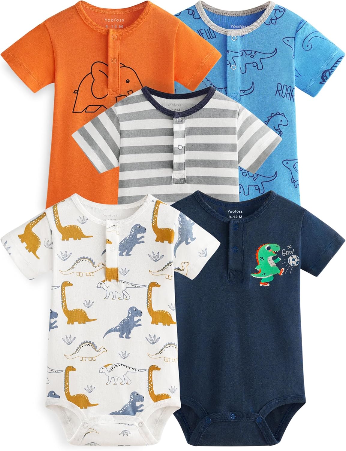 Yoofoss Baby Bodysuits 100% Organic Cotton Short Sleeve Infant Romper for Boy and Girl Baby Clothes, Soft Breathable